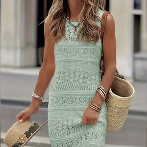 Crew Neck Sleeveless Knit Dress